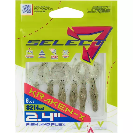 Силікон Select Kraken-X SE 2.4" #214 (6шт/уп), Довжина силікону: 2.4" (6.1 см), Колір силікону: 214, фото , изображение 2